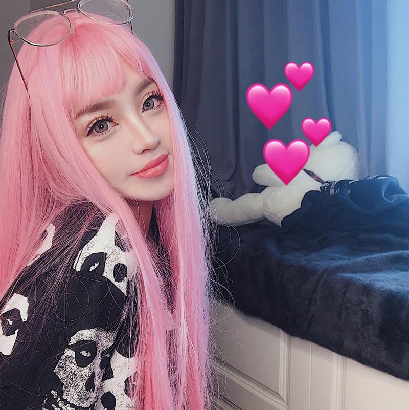 [@_opalamsie] WHITE PINK LONG STRAIGHT WIG K070501REVIEW