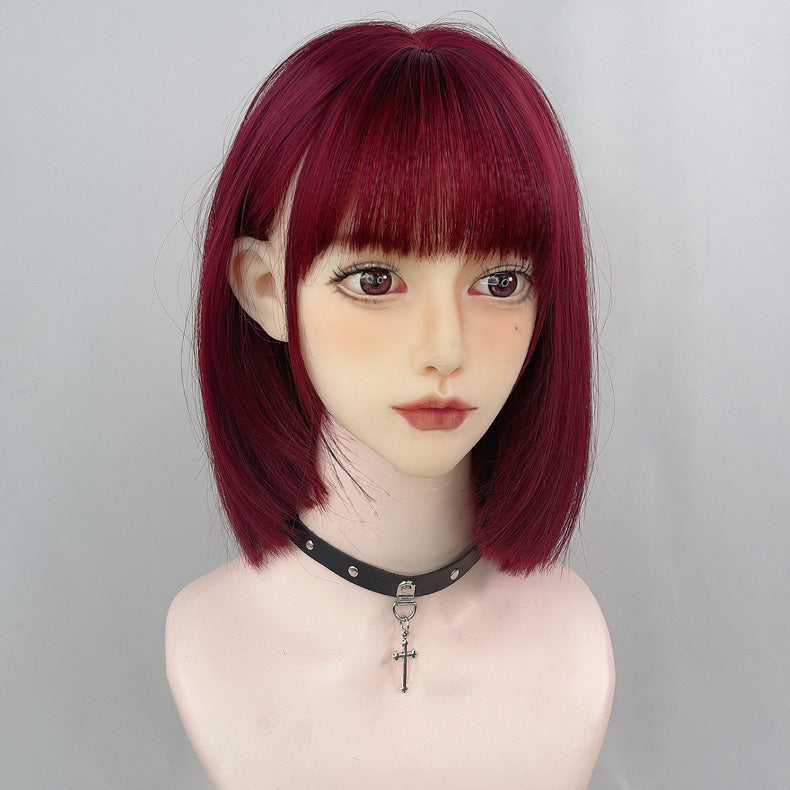 Wine Red Wig Short Straight Wig UB6125