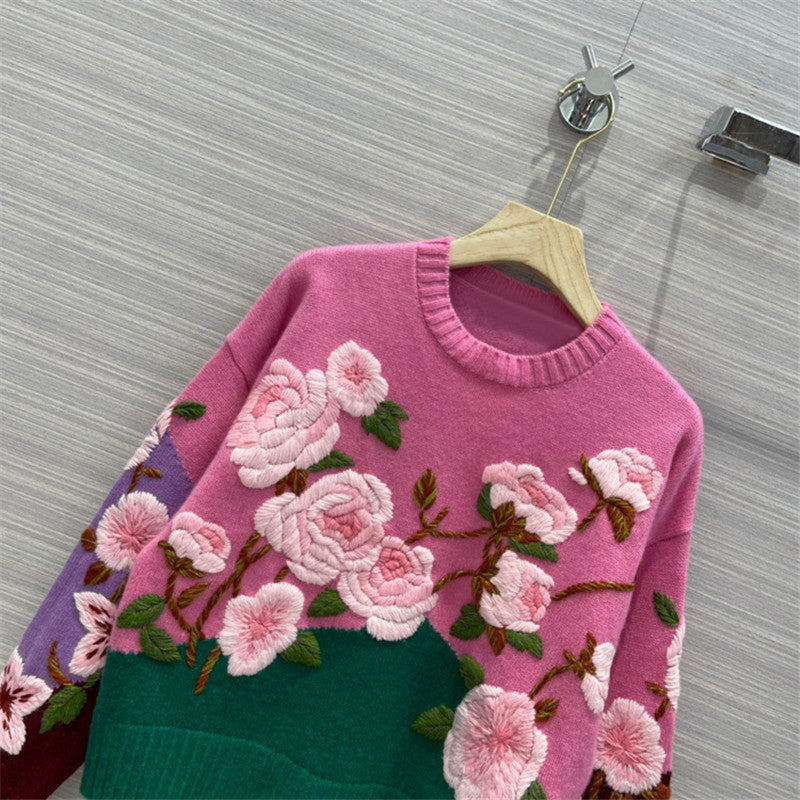 Floral Embroidery Knit Sweater ER5841