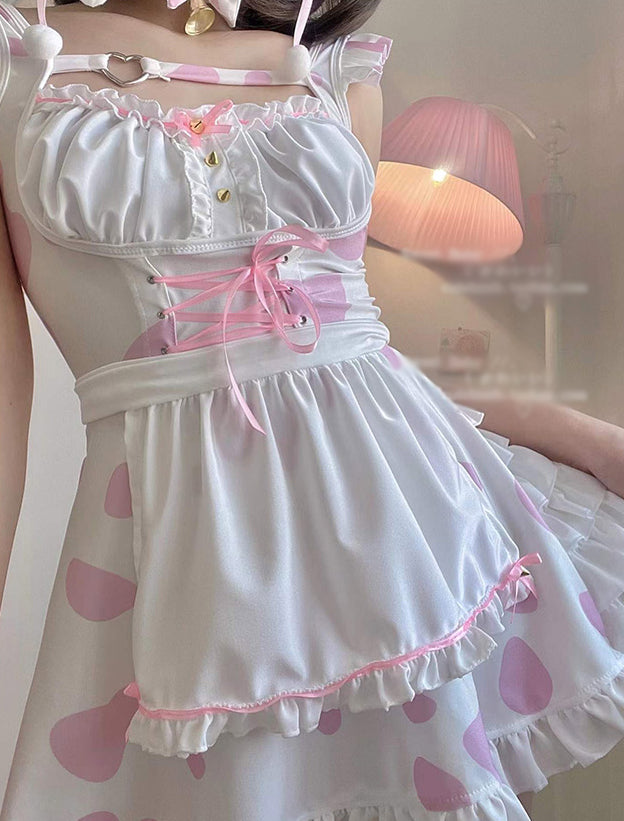 Pink Bunny Girl Cute Cow Maid Outfit Dress UB6285 – Uoobox Pink Bunny Girl Cute Cow Maid Outfit Dress UB6285 – Uoobox