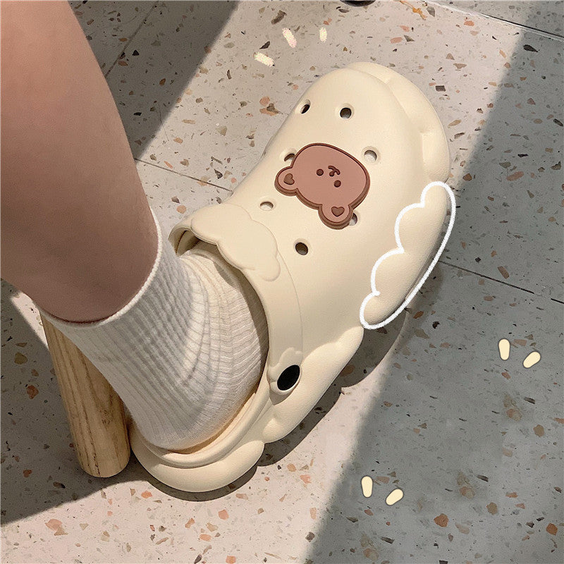 Cute Bear Cartoon Hole Shoes Slippers UB3252