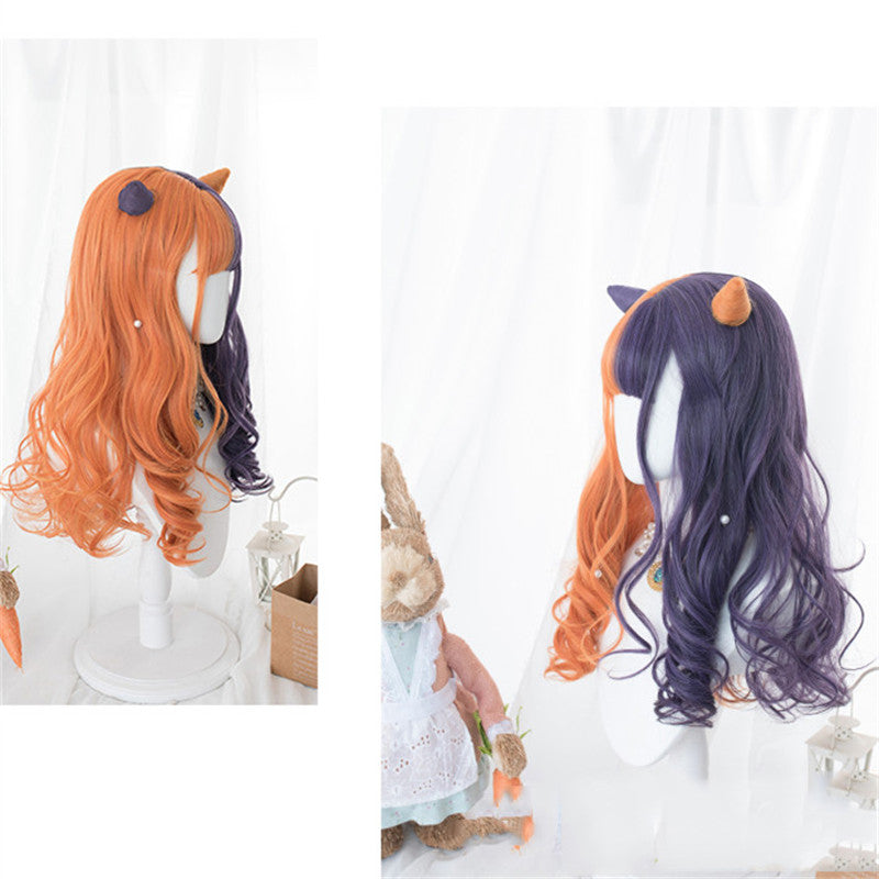 [Uoobox custom pre-sale] PURPLE ORANGE COLOR MATCHING LONG CURLY WIG UB3317