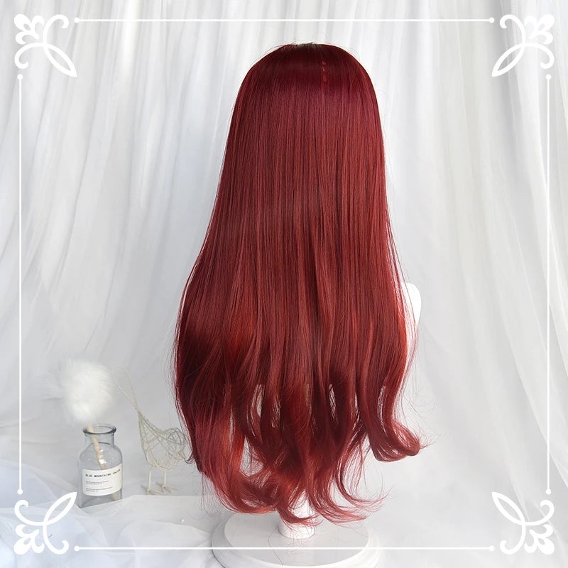 [@arelly_trujillo] "WINE RED MICRO CURLY LONG" WIG D042004