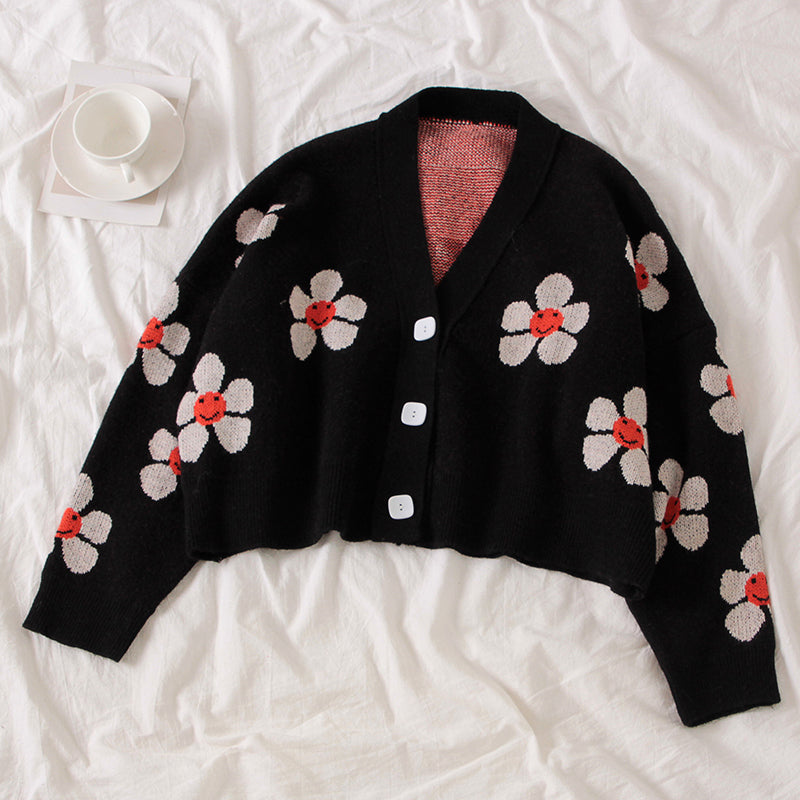 [@jessicabelkin] "FLOWER KNITTED THICK" SWEATER CARDIGAN Y032403
