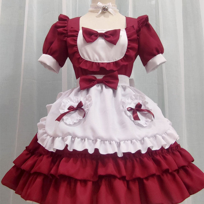 [@narmayae] Red Lolita Sexy Maid Outfit Dress UB3457
