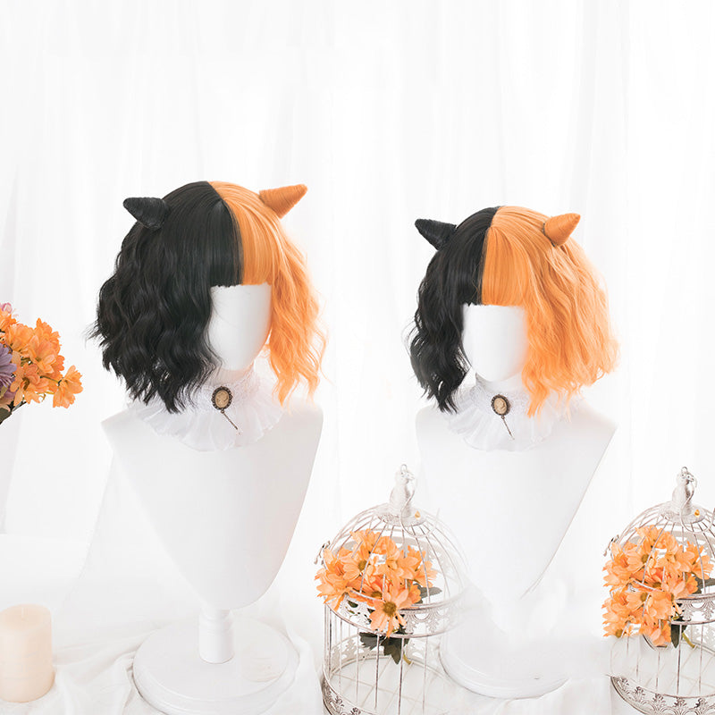 "HALF BLACK HALF ORANGE" WIG D041523