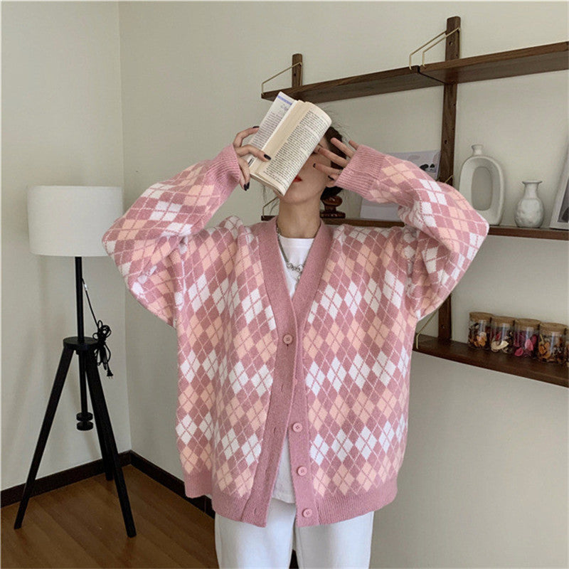 VINTAGE DIAMOND KNIT CARDIGAN UB3155