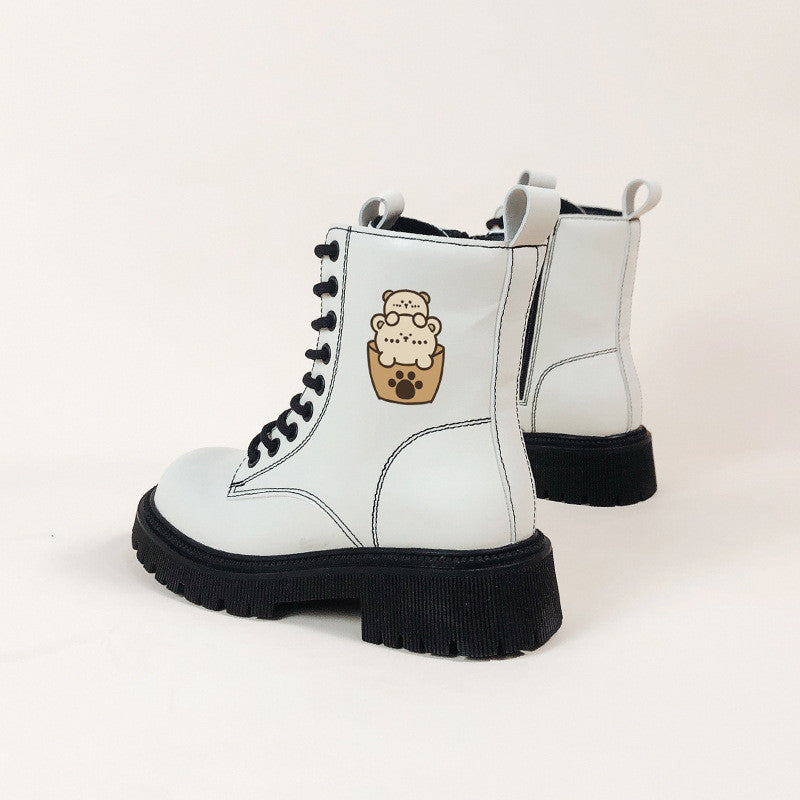 WHITE CARTOON BEAR MARTIN BOOTS UB3379