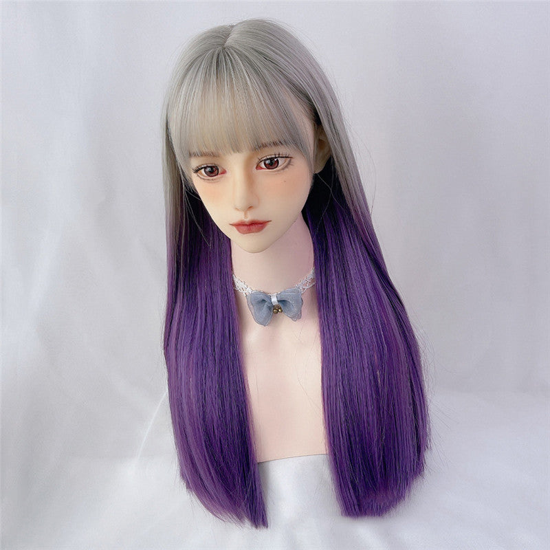 Blue/Purple Gradient Long Straight Wig ER5871