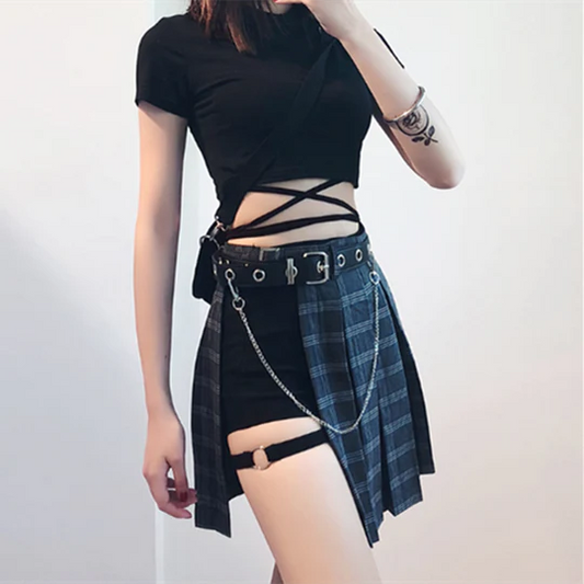 Irregular Plaid Skirt Shorts  UB96032