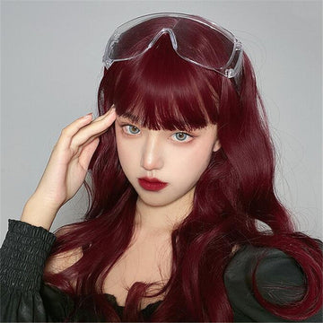 Dark Red Curly Hair/Straight Hair Wig ER5790