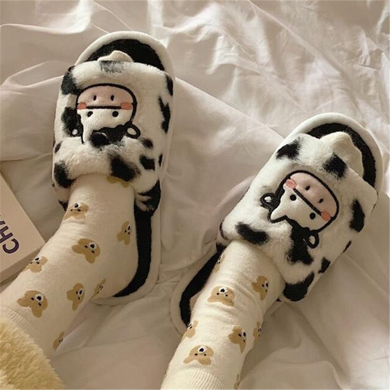 Plush Cow Household Cotton Slippers UB3260