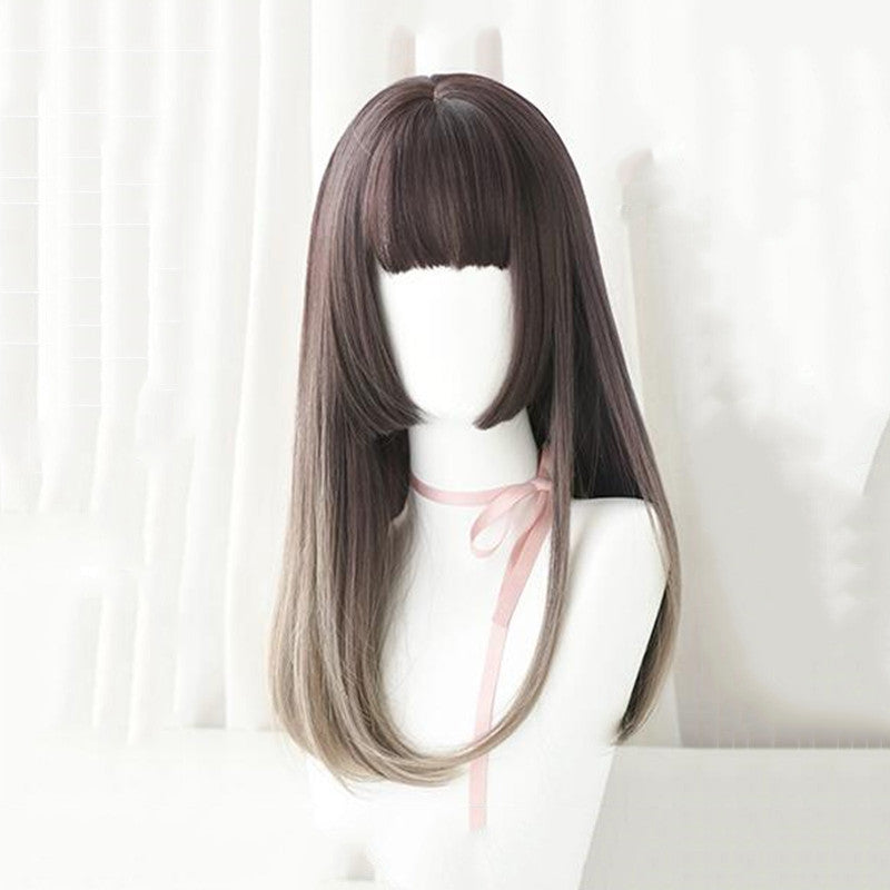 GRADIENT BROWN GRAY LONG STRAIGHT WIG UB3330