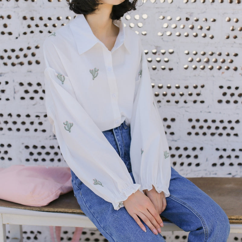 "CACTUS EMBROIDERY" SHIRT W010132