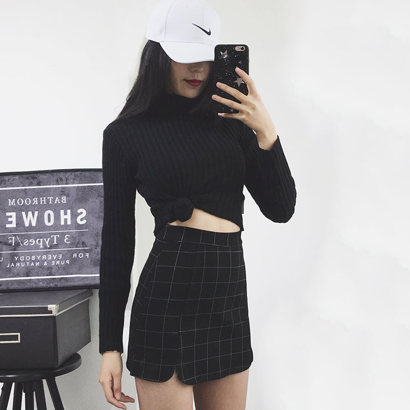 [@belle.diore] "STRETCH PLAID PETALS HIP" SKIRT K052703REVIEW