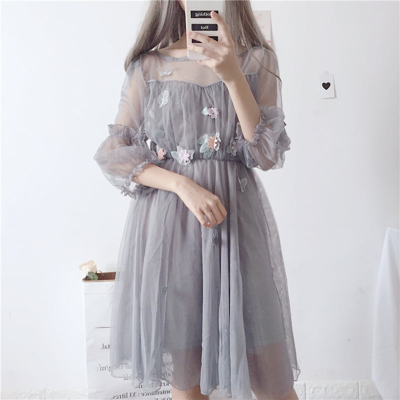 [@f.oxbaby ] "FLOWER" MESH DRESS Y031101REVIEW
