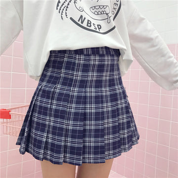 "3 COLORS CHIC PLAID" PLEATED SKIRT K111821
