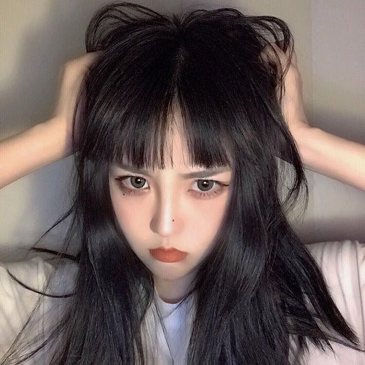 BLACK LONG STRAIGHT WIG K070504