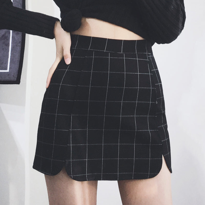 [@belle.diore] "STRETCH PLAID PETALS HIP" SKIRT K052703REVIEW