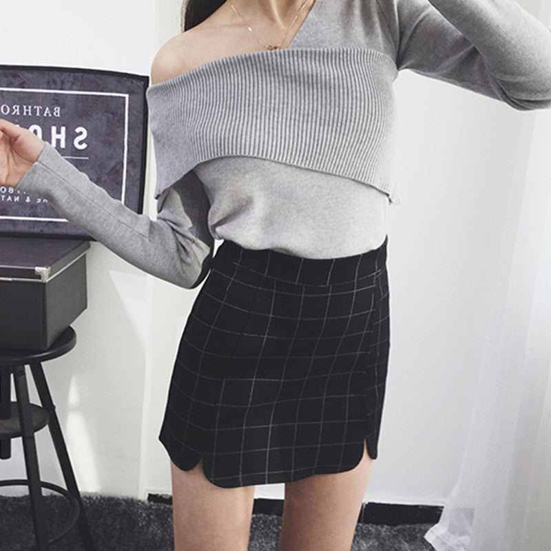[@belle.diore] "STRETCH PLAID PETALS HIP" SKIRT K052703REVIEW