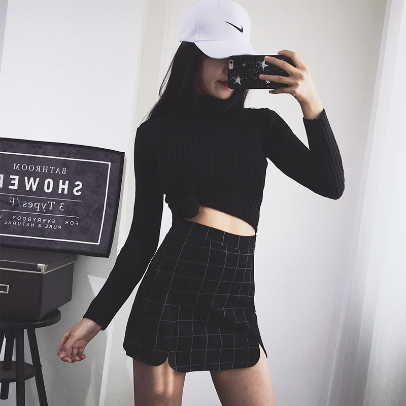 [@belle.diore] "STRETCH PLAID PETALS HIP" SKIRT K052703REVIEW