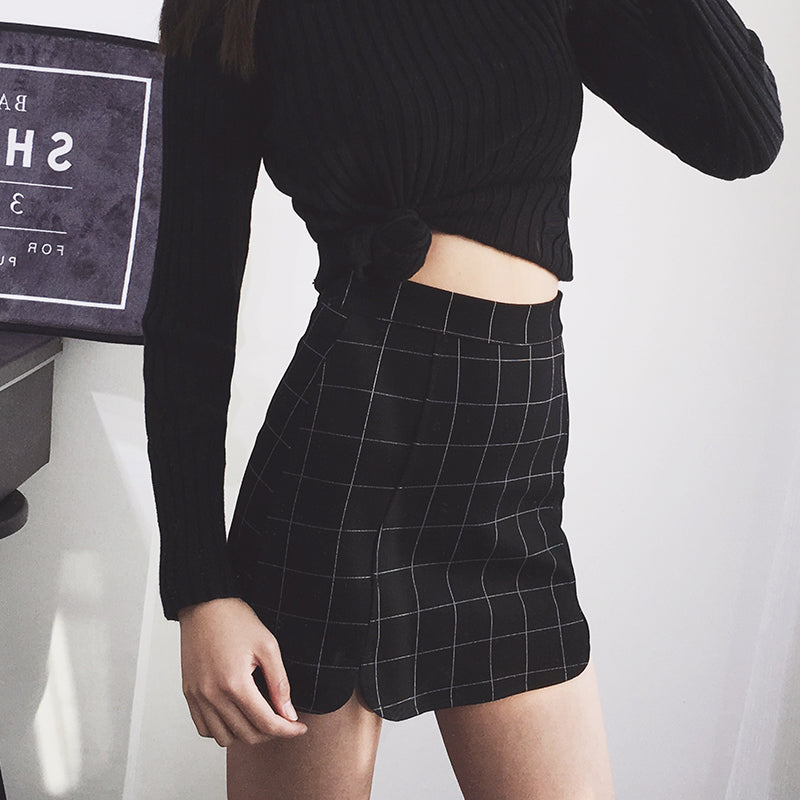 [@belle.diore] "STRETCH PLAID PETALS HIP" SKIRT K052703REVIEW