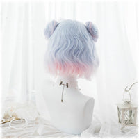 "BLUE-PINK GRADIENT" SHORT CURLY WIG WITH BANGS K081603