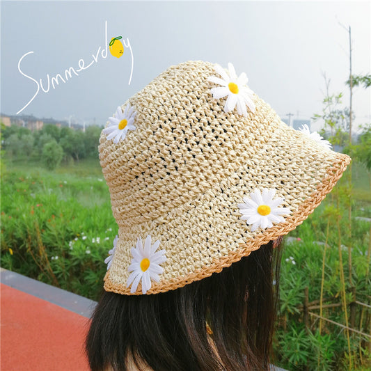 "CHIC DAISY" STRAW HAT FISHERMAN HAT K061416