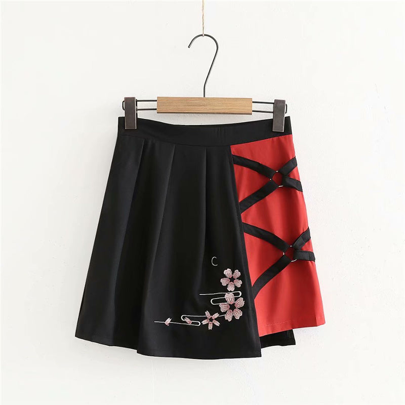 "CHERRY BLOSSOM EMBROIDERED" TOP + PLEATED SKIRT SET K092512