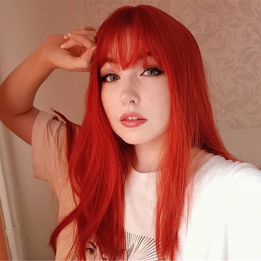 [@odettecrystal ] "LOLITA ORANGE" LONG STRAIGHT WIG S033106