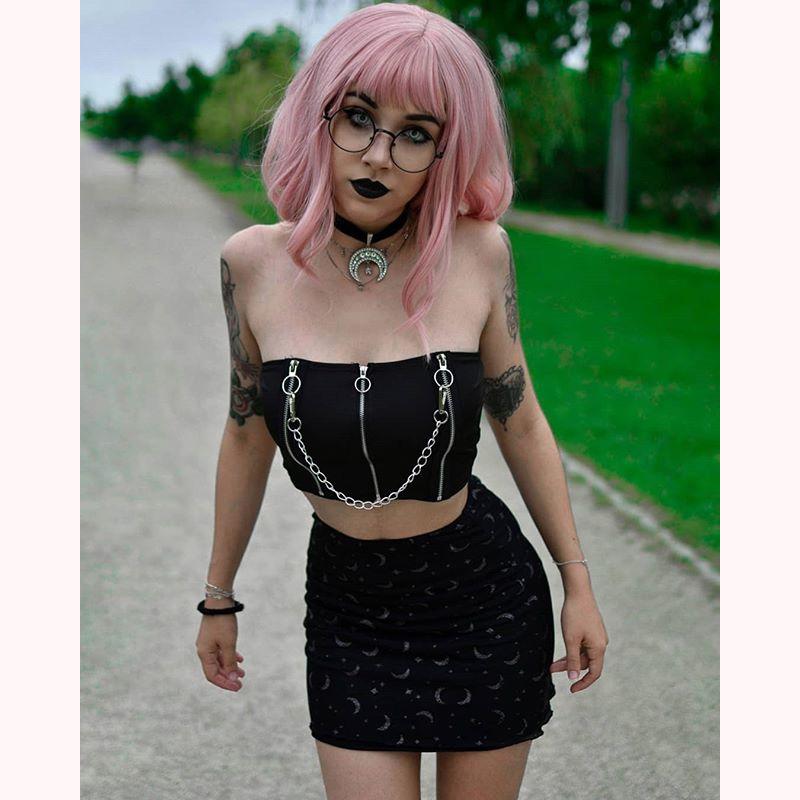 [@klaudiabieszcz ] "ZIPPERED CHAIN SEXY" TUBE TOP Y021407