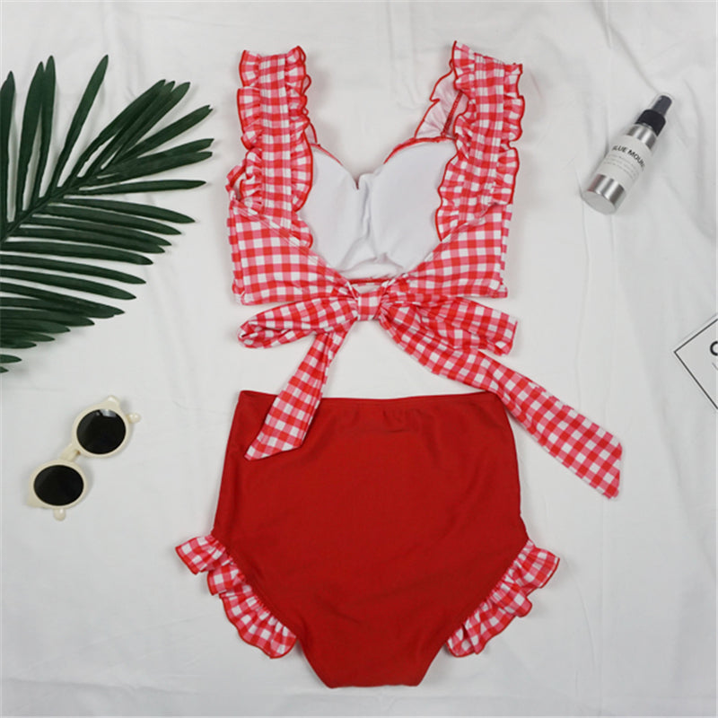 “PLAID & BOWKNOT” SWIMSUIT W052003