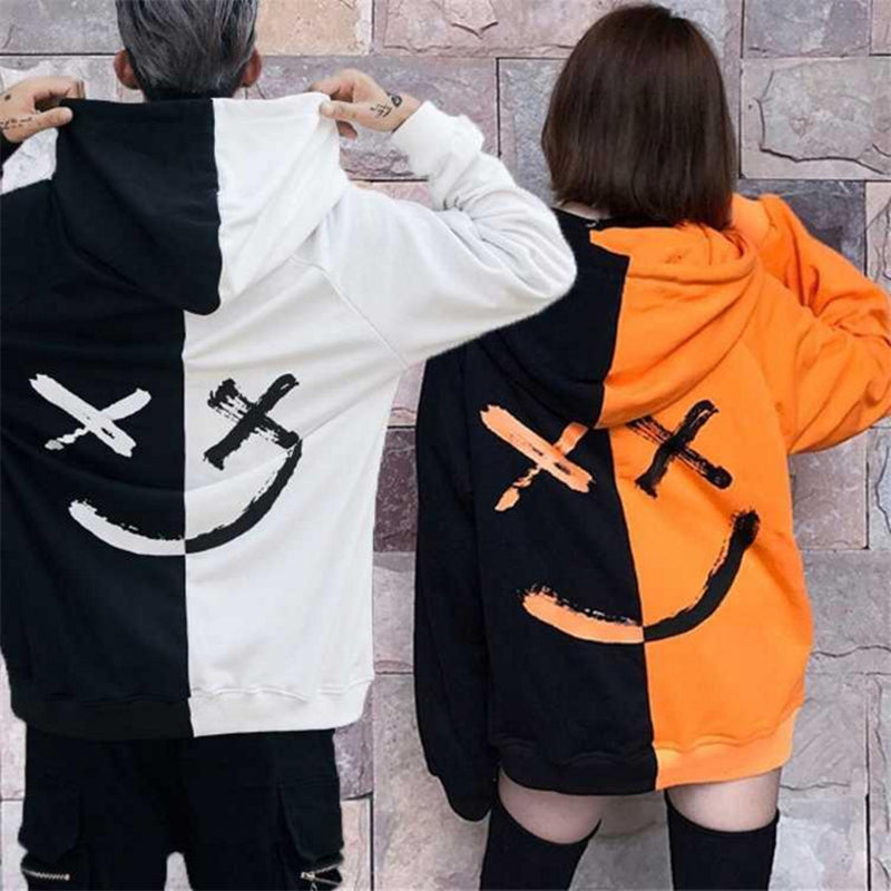 "BE HAPPY SMILEY PRINT" HOODIE N041401