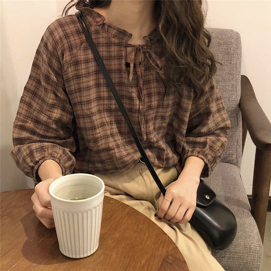 "BOW CHECKERED" SHIRT N091202