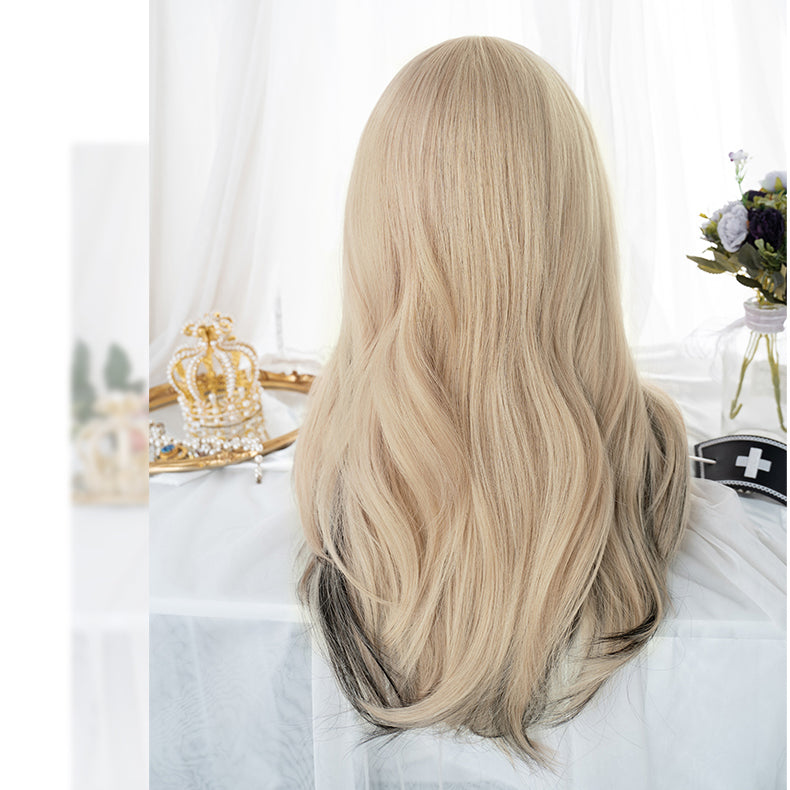 Blonde Highlights Black Long Curly Wig UB6401
