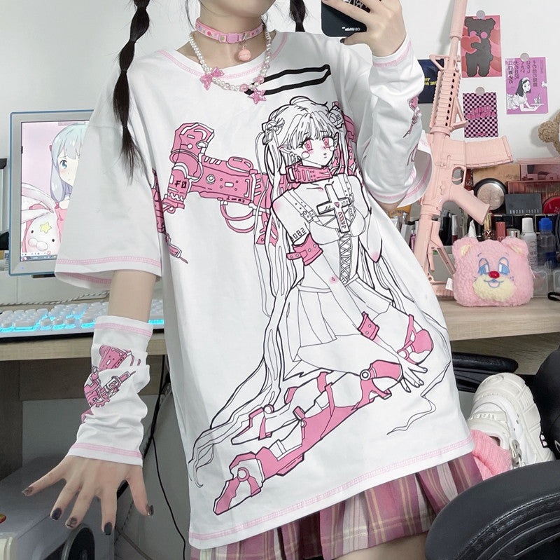 Japanese Harajuku Style Cartoon Girl Print T-shirt UB6298