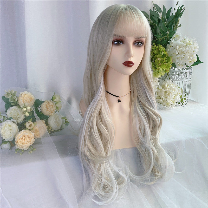 Leo | White Blonde Highlights Silver White Long Curly Wig UZ9132