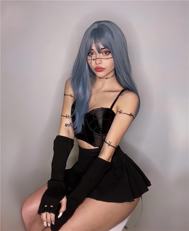 Blue Color Gradient Lolita Cute Long Straight Wig UB6145