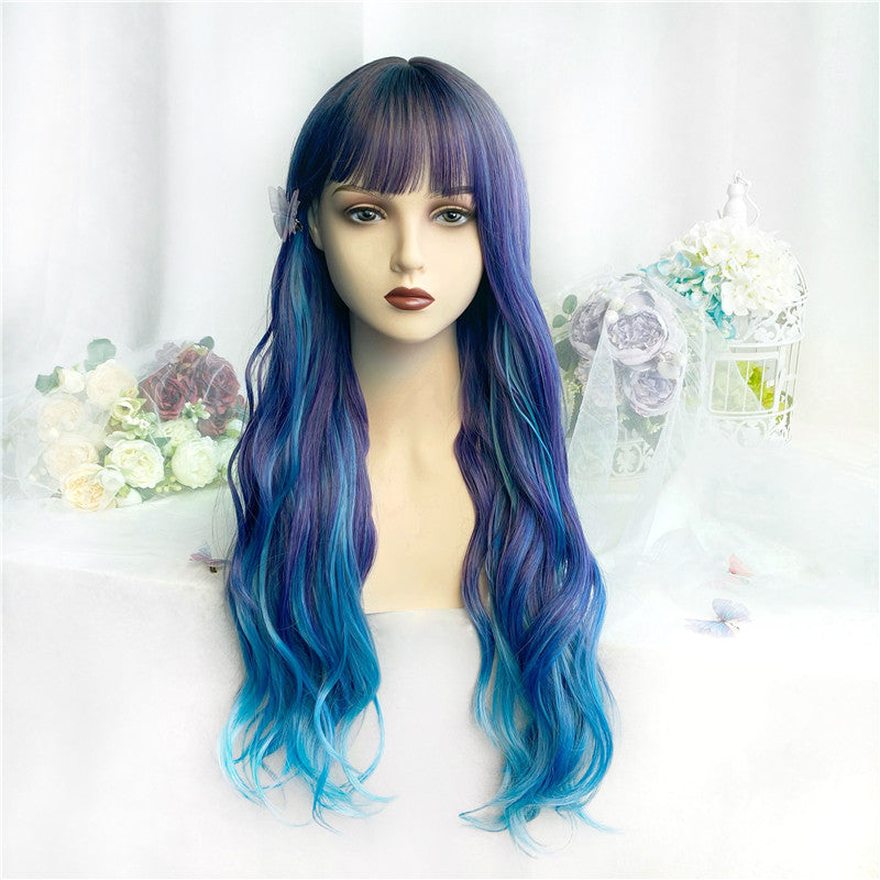 Sagittarius | Blue Purple Gradient Color Long Curly Wig UZ9123