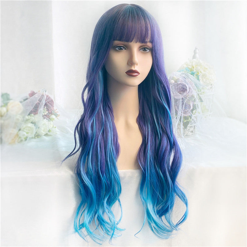 Sagittarius | Blue Purple Gradient Color Long Curly Wig UZ9123