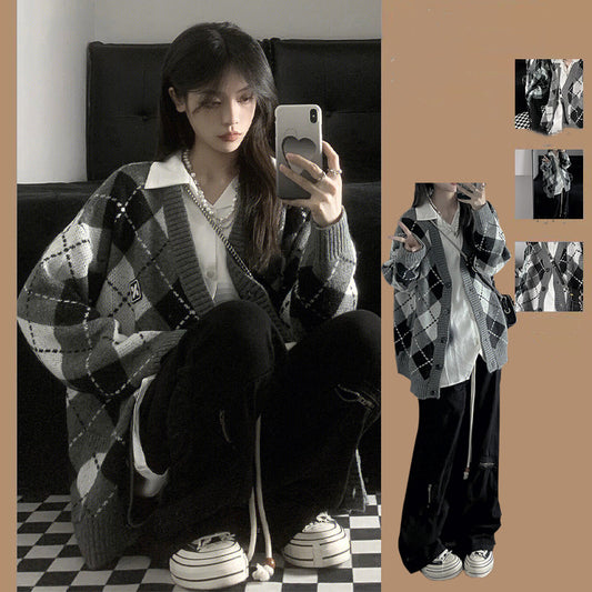 Gray Argyle Sweater  UB96057