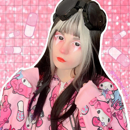 [@addyharajuku] Natural Air White Bangs Gradient Long Straight Wig UB2556