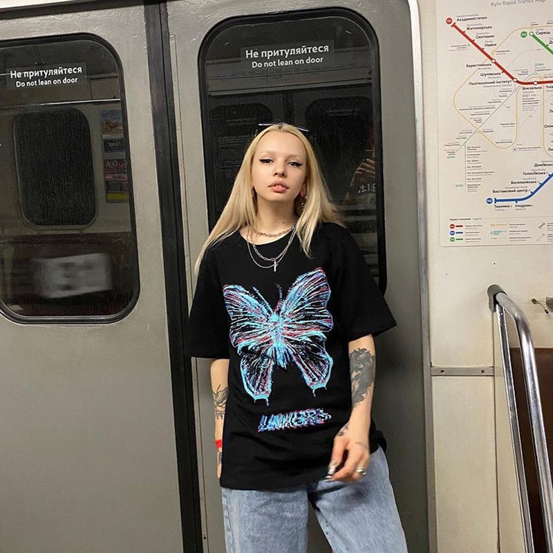 [@al.osgard] "BLUE BUTTERFLY PRINT" T-SHIRT UB2403