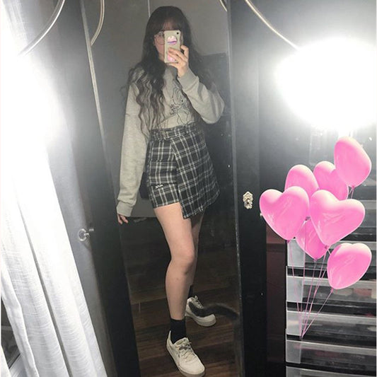 "HUGE" PLAID SKIRT SHORT K022006