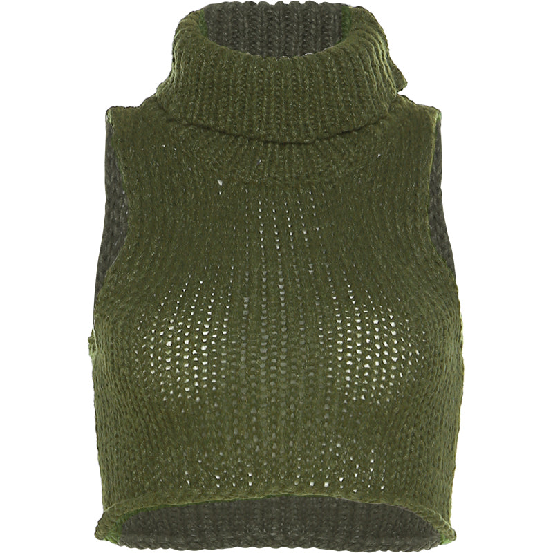 VINTAGE ARMY GREEN TURTLENECK TANK TOP UB98022