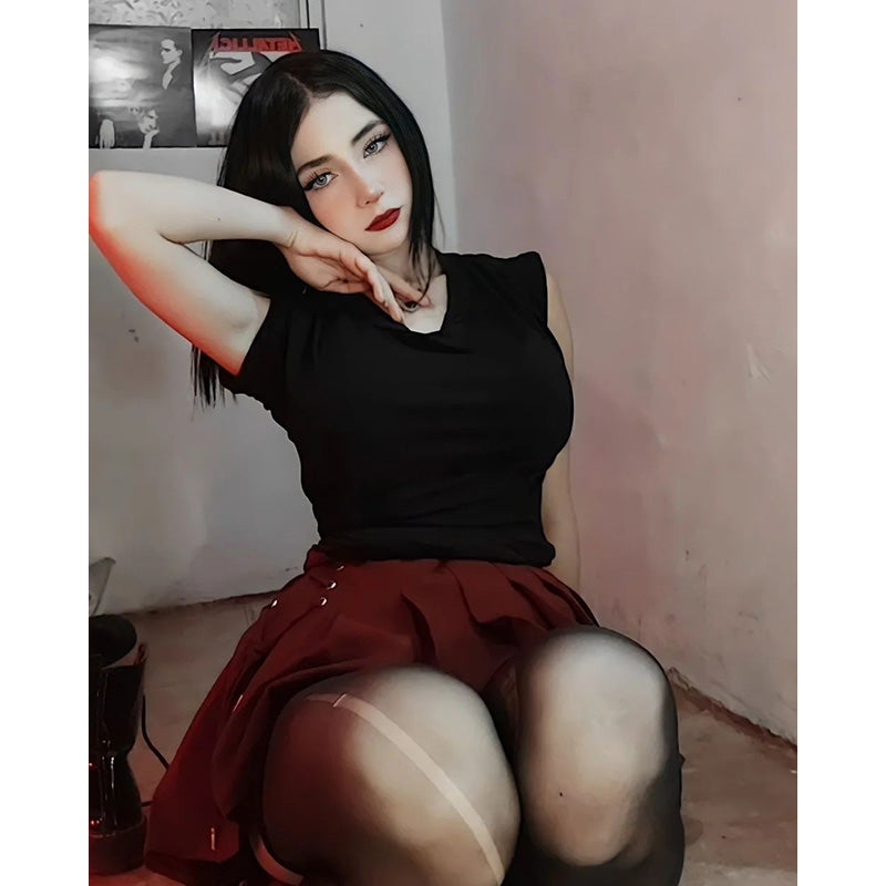 [@cooper_is_dead] "PURE COLOR TIE PLEATED" SKIRT N102805