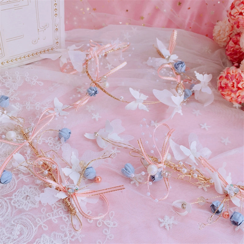 Lolita Butterfly Flower Pearl Headband Hairpin UB95325
