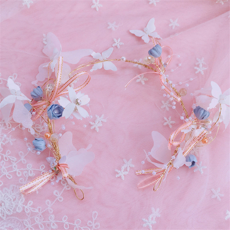 Lolita Butterfly Flower Pearl Headband Hairpin UB95325