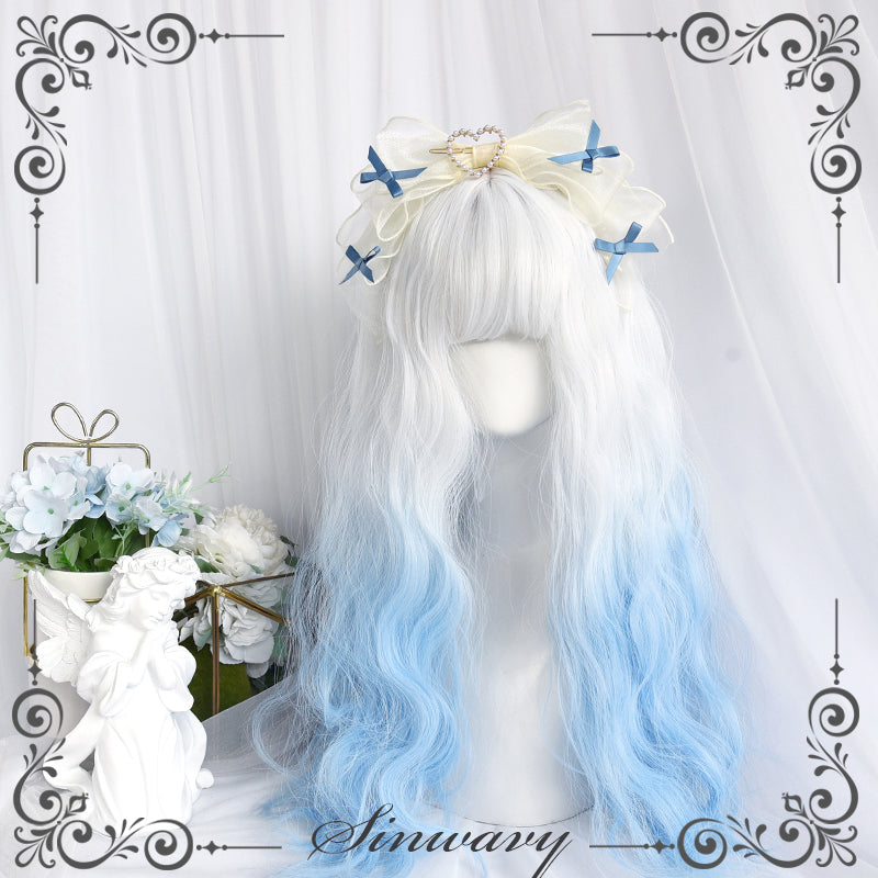 LOLITA WHITE BLUE DYED CURLY WIG UB97005