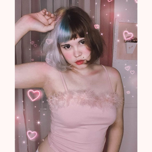 [@dearlaissv] “PINK CUTE  SEXY FURRY SUSPENDER” VEST TOP W031101REVIEW
